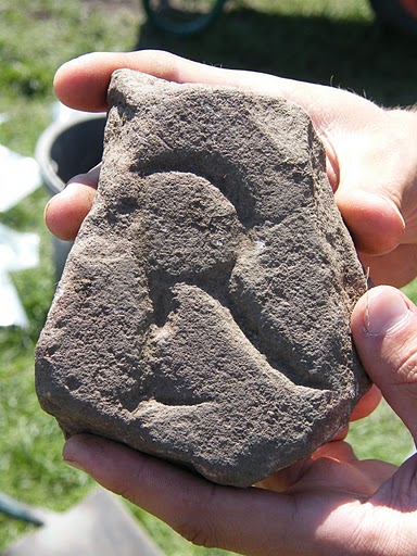 Fragment of an inscription, Binchester 2009 (© University of Durham)